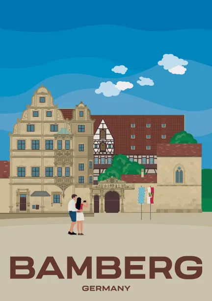L'Alte Hofhaltung, site historique classé au patrimoine mondial de l'UNESCO, sur la colline de Domberg à Bamberg, en Allemagne.