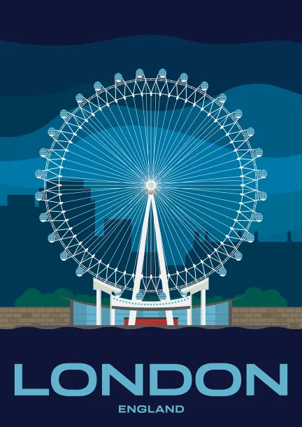 The London Eye, europe's biggest Ferris wheel in London, England.
