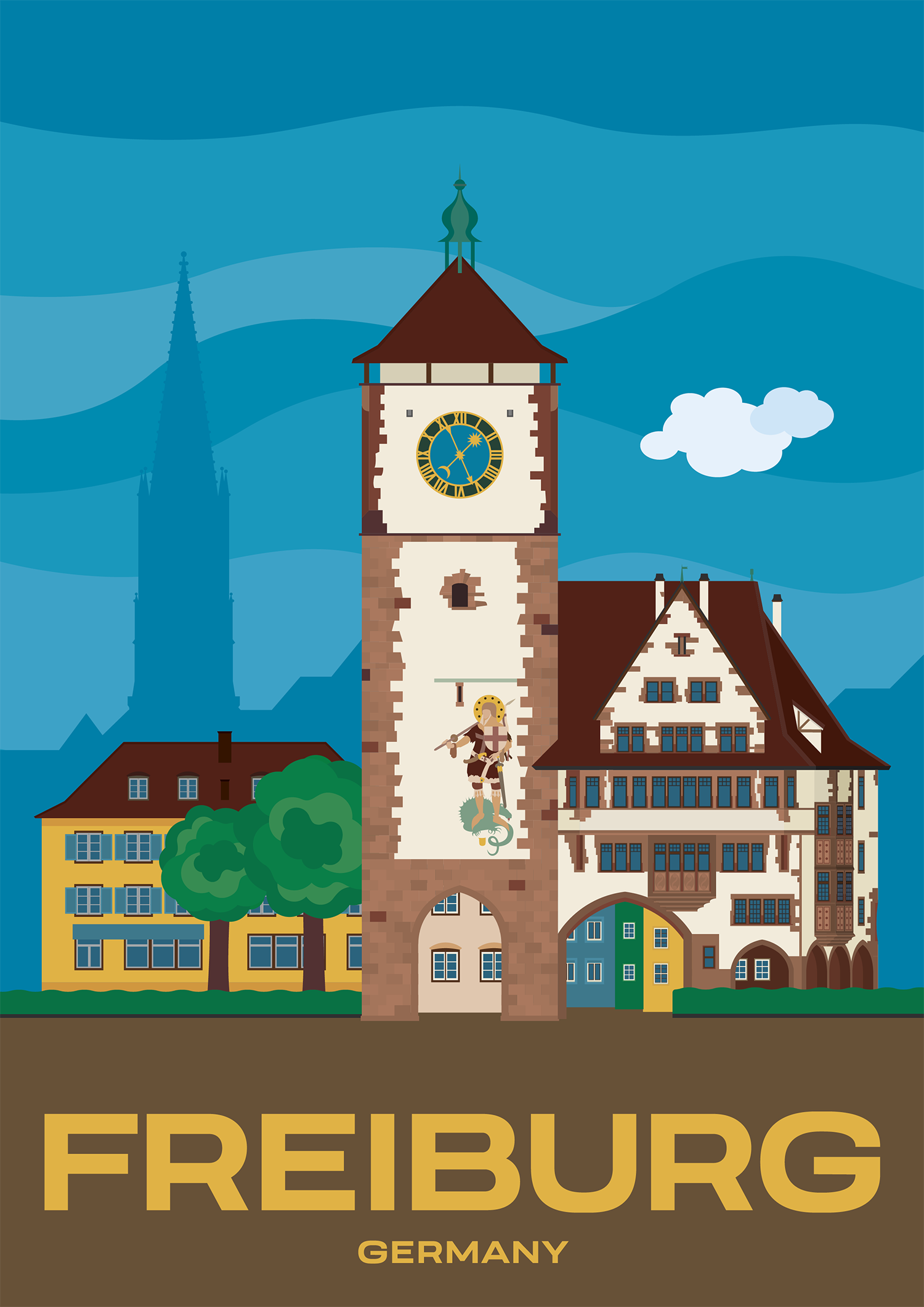 Freiburg im Breisgau The Schwabentor, a former city gate of the city of Freiburg in Baden-Württemberg, Germany.