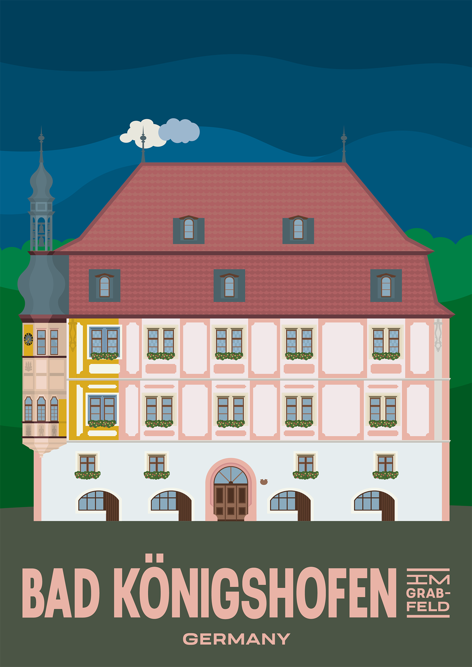 Bad Königshofen The historic town hall of Bad Königshofen in Bavaria, Germany.
