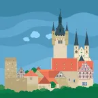 Die Kaiserpfalz mit dem „Blauen Turm“ in Bad Wimpfen, Deutschland.