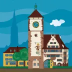 The Schwabentor, a former city gate of the city of Freiburg in Baden-Württemberg, Germany.