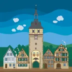 La porte de la ville haute dans la belle vieille ville de Marbach am Neckar, en Allemagne.