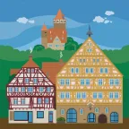 Burg Möckmühl thront über der Altstadt von Möckmühl mit dem spektakulären Fachwerk-Rathaus.