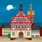 Das schöne alte Rathaus von Herzogenaurach, der Heimat von Adidas und Puma in Bayern, Deutschland.