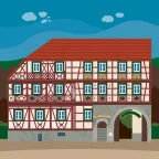 Das Hotel „Fränkischer Hof“ von 1726 im bayerischen Hofheim, Deutschland.