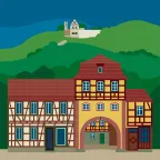 Die romantische Altstadt und die Burg von Königsberg in Bayern, Deutschland.