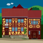 Die romantische Altstadt mit dem Geburtshaus von Regiomontanus in Königsberg in Bayern, Deutschland.