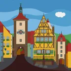 Das Sieberstor und das Kobolzeller Tor in der romantischen Altstadt von Rothenburg ob der Tauber, Deutschland.