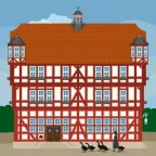 The beautiful timber-frame town hall in Melsungen, Germany.