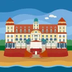 Das Kurhaus an der Strandpromenade von Binz in Mecklenburg-Vorpommern, Deuschland.