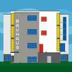 Das Bauhaus-Gebäude Dessau, gebaut nach Plänen von Walter Gropius, in Dessau-Roßlau, Deutschland.