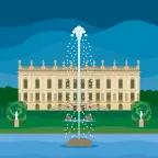 La fontaine de l'Empereur devant Chatsworth House dans le Derbyshire, en Angleterre.