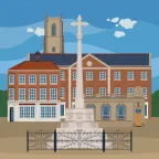 The war memorial on the market square of Fakenham in Norfolk, England.