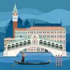 Die Rialto-Brücke über den Grand Canal in der Lagunenstadt Venedig, Italien.