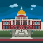 Das Massachusetts State House in Boston, in den Vereinigten Staaten von Amerika.