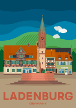 The market square of Ladenburg with beautiful half-timbered buildings in Baden-Württemberg, Germany.