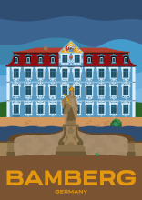 The blue house “HellerHaus” in Bamberg, Germany.