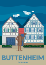 The statue of Levi Strauss in front of his house of birth in the bavarian market town Buttenheim, Germany.