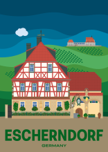 The winery “Escheinheimer Lump” and the Vogelsburg in Escherndorf near Volkach, Germany.