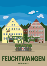 The former postal station and the Hotel Greifen Post at the market place in Feuchtwangen, Germany.