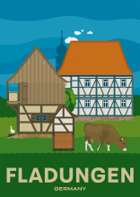 An idyllic scene at the open-air museum in Fladungen, Germany.