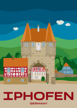 The city gate “Einersheimer Tor” in the Bavarian town Iphofen, Germany.