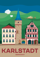 The market place with the Inn “Zur Rose” in Karlstadt, Germany.