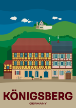 The beautiful timber-framed old town at the market square of Königsberg in Bavaria, Germany.