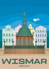 The fountain “Wasserkunst” on the market square of Wismar in Mecklenburg-Vorpommern, Germany.