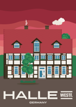 A beautiful timber-framed building at the Haller Herz in Halle (Westfalen), Germany.