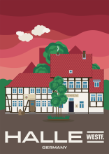 A museum in a beautiful timber-framed building at the Haller Herz in Halle (Westfalen), Germany.