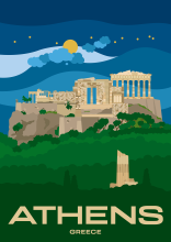 The ruins of the ancient Acropolis tower over the city of Athens in Greece.