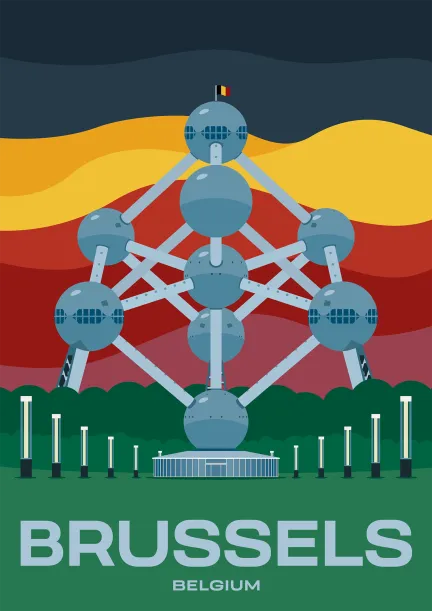 Das Atomium in Brüssel, der Hauptstadt von Belgien.