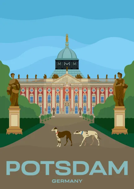 Le Nouveau Palais (Neues Palais) dans le parc Sanssouci à Potsdam, en Allemagne.