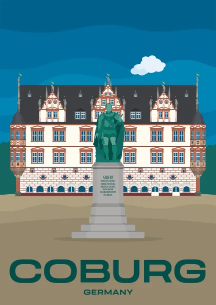 The Prince Albert monument in front of the Coburg town hall in Bavaria, Germany.