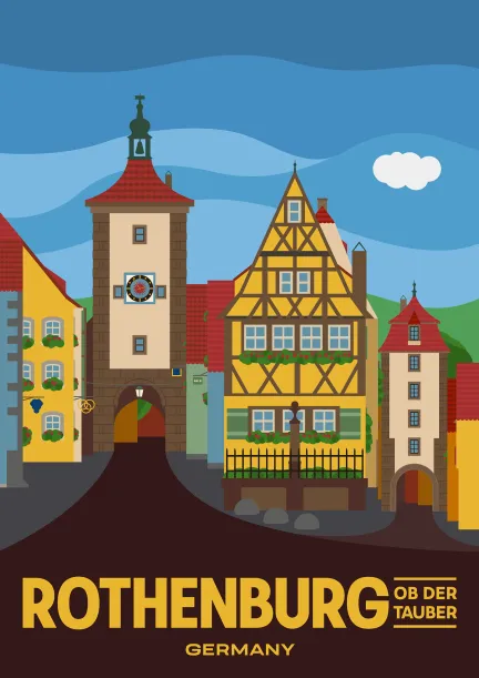 Le Sieberstor et le Kobolzeller Tor dans la vieille ville romantique de Rothembourg-sur-la-Tauber, Allemagne.