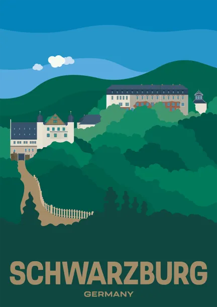 Schwarzburg Castle in the hills above the town of Schwarzburg in Thuringia, Germany.