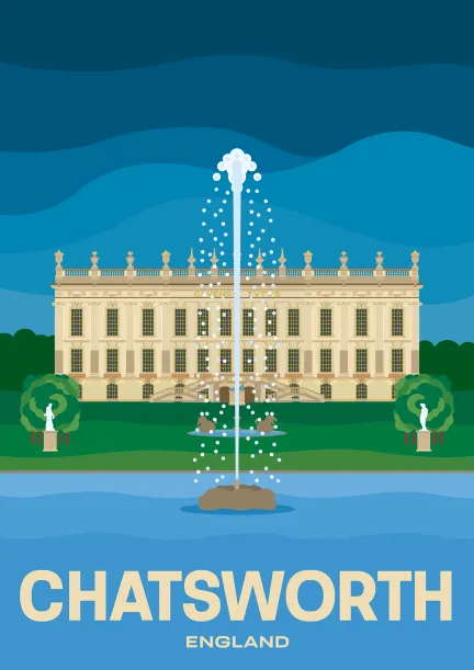 La fontaine de l'Empereur devant Chatsworth House dans le Derbyshire, en Angleterre.