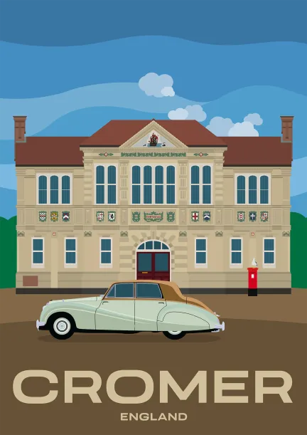 Das alte Rathaus in Cromer, einer Küstenstadt in Norfolk, England.