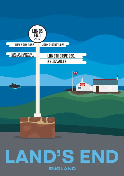 Le panneau à Land’s End, le point le plus à l'ouest de l'Angleterre continentale.