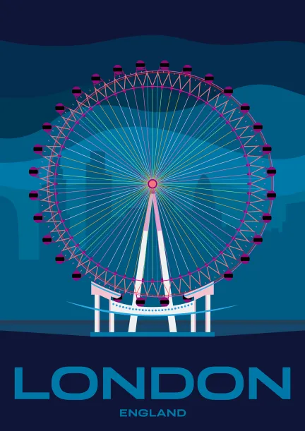 Das London Eye, das größte Riesenrad der Welt in London, England.
