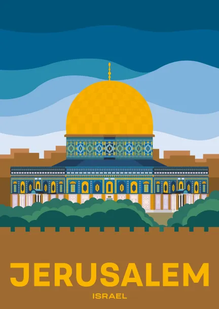 The Dome of the Rock on the Temple Mount in Jerusalem, Israel.