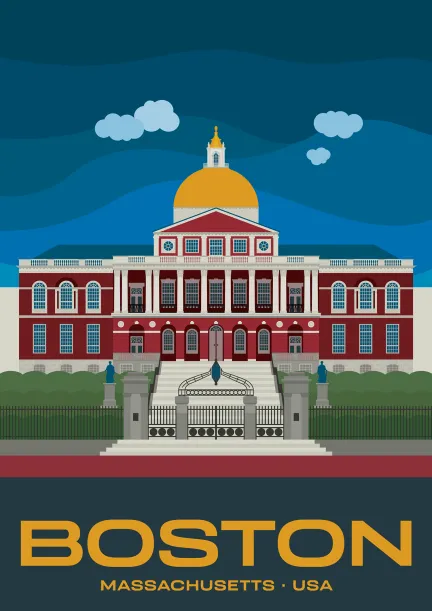 Das Massachusetts State House in Boston, in den Vereinigten Staaten von Amerika.