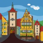The Sieberstor and the Kobolzeller Tor in the romantic Old Town of Rothenburg ob der Tauber, Germany.