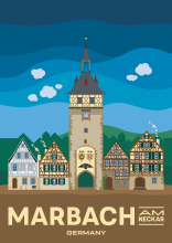 The upper town gate in the beautiful old town of Marbach am Neckar, Germany.