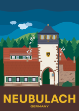 The gate “Calwer Tor” in the picturesque timber frame town of Neubulach, Germany.