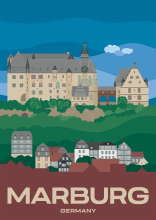 The castle Landgrafenschloss on top of Schlossberg in Marburg, Germany.