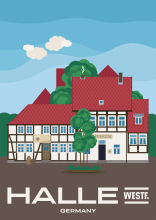 A museum in a beautiful timber-framed building at the Haller Herz in Halle (Westfalen), Germany.