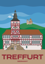 The historic town hall of the Thuringian town of Treffurt, Germany.